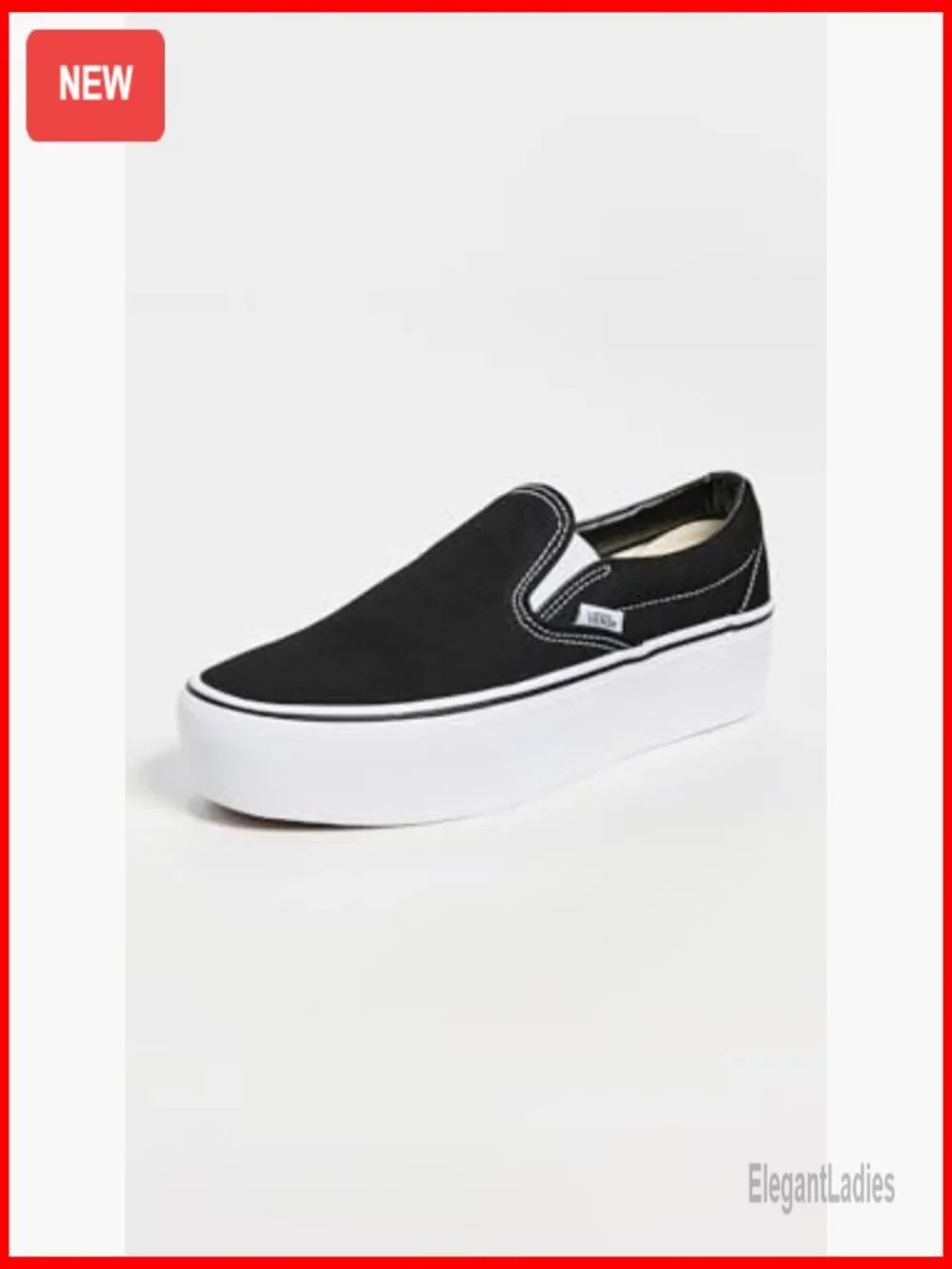 Platform Sneakers with 1.5 Inch Height, Rubber Sole, Slip-On Style